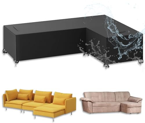 Abdeckung für Gartenmöbel L-Form, Schutzhülle für Loungemöbel L Form Lounge Abdeckung (Linke Lang-Rechte Kurz) Wasserdicht, 420D Oxford Sofa Abdeckung für Lounge Sofa, Ecksofa - 270 x 210 x 90/65cm