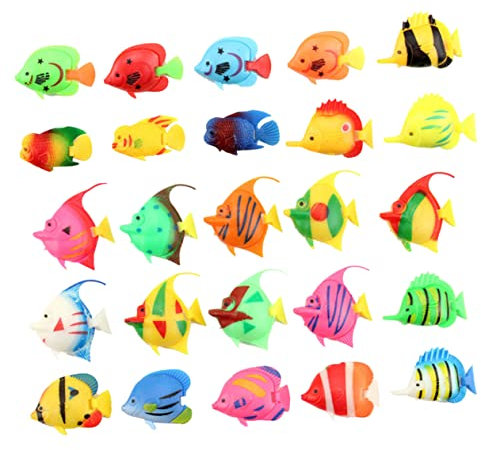 POPETPOP Aquariumdekoration 25 Stück Aquarium-Dekorationen Meerestier-Spielzeug Mini-Spielzeugfische Ornamente Meeresfisch-Modelle Meeresfische Tiere Spielzeuge Künstliche Wassersäule