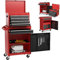 COSTWAY Large Rolling Tool Cabinet, 2-in-1 Detachable Metal Tool Chest with Drawers, Wheel, Handle, Hooks & Pegboard, Lockable Tool Box Trolley for Garage Workshop (with Adjustable Shelf, Red+Black)