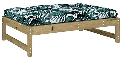 vidaXL Gartenhocker, Sitzhocker mit Kissen Latten-Design, Modular Holz Hocker für Garten Terrasse, Fußhocker Gartenmöbel, Kiefernholz Imprägniert