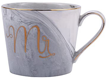 Jimenez Tazze di ceramica di marmo Placcatura in oro Regalo di coppia Amante Tazza di mattina Caffe' al latte Te' Colazione Tazza di porcellana creativa grigio (Coppa obliqua MR)