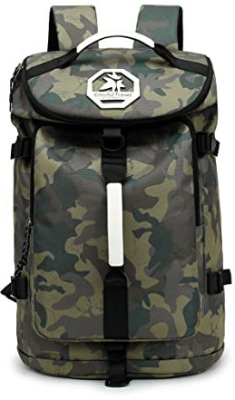 JYColofex Sporttasche, Rucksack, Wrestling-Tasche mit Schuhfach, 4 Arten von Rückenmethoden, wasserdicht, Sport, Walking, Laptop, A-Camouflage