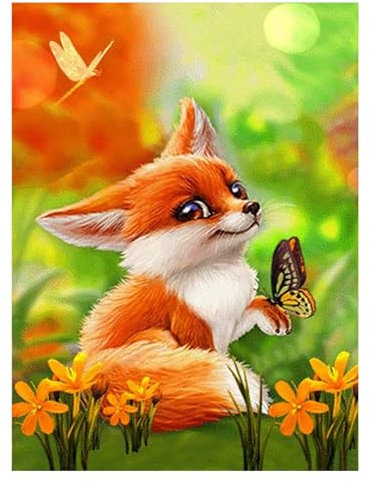 ParNarZar Diamond Painting Set für Erwachsene Fuchs und Schmetterling 35x45cm Klein Eckige Steine vollbild set für Küche, Speisesaal, Wohnstub, Schlafzimmer, Eingangshalle, Treppe