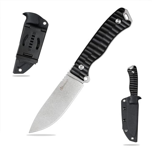 SDOKEDC Feststehende Outdoor Messer, Jagdmesser aus G10 Griff 14C28N Stahl Klinge für Männer EDC Outdoor Camping Survival (Weiß +schwarz)