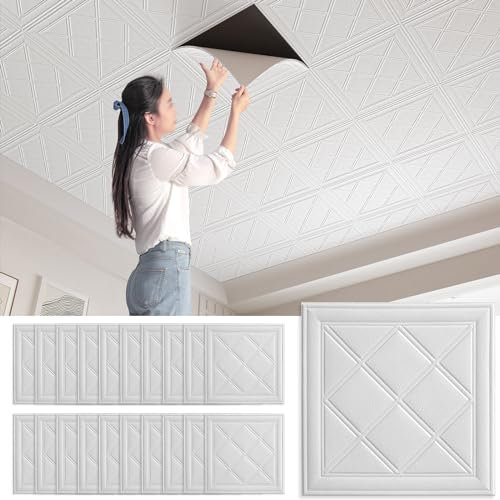 20Pcs Decorative 3D Wall Panels, 35x35cm Brick Wallpaper Self Adhesive Panelling XPE Foam Tiles for Bedroom Kitchen Living Room Ceiling Home Decor (008)