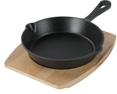 Freyersbacher Poêle en Fonte Émaillée 20 cm Avec Becs Verseurs, Poêle à Frire Antiadhésive avec Revêtement en Émail, Poêle Induction pour l'Extérieur et l'Intérieur, Gaz Four Grill Barbecue