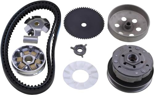 Trkimal GY6 49cc 50cc Kit d'embrayage de remplacement du kit d'embrayage arrière et variateur avec courroie 669 729, convient pour moteur 139QMB GY6 50cc Scooter ATV et Go Karts Taotao Roketa Sunl