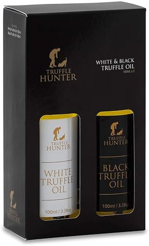 TruffleHunter - Set de Aceites de Trufa Negra y Blanca - Aceite de Oliva Virgen Extra para Cocinar y Condimentar - 100 ml x2