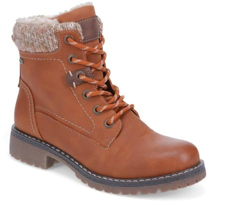 Pavers Soft-Cuffed Lace-Up Ankle Boots - Cognac Size 7