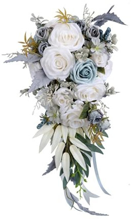 Folpus Hochzeitsstrauß, künstliche Rosen, rustikaler Boho-Brautstrauß zum Werfen, Brautjungfernstrauß für die Brautparty, Hochzeit, Zuhause