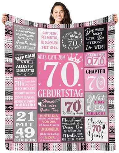 ARRITS 70. Geburtstag Geschenke Decke für Frauen, Alles Gute 70 Geburtstag Frauen Deko Kuscheldecke Geschenk, Geschenke zum 70 Geburtstag Frau, Lustiges 70er Geburtstag Frauen Geschenkideen Decke