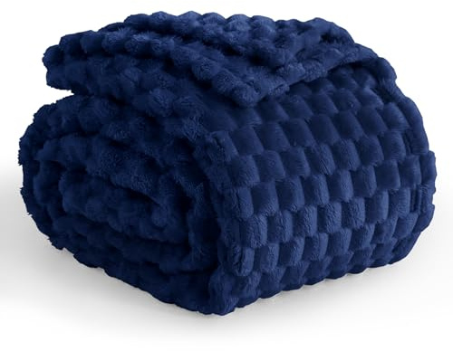 Aisbo Kuscheldecke Flauschig Decke Marine Blau - Fleecedecke 150x200 cm XL als Sofadecke Couchdecke, Weich Kuschelige Wohndecke für Wohnzimmer Deko Blanket, Dicke Warme Plüschdecke