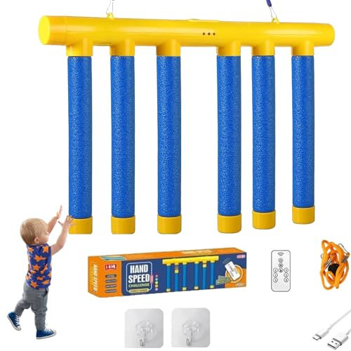 Reflex Challenge Game, Reflex Game Falling Sticks, 3 Adjustable Speed Stick Hand Eye Coordination Reaction Time Training Toy (W Blue)