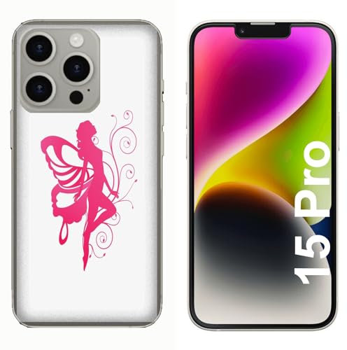 Generico Cover compatibile con Cover Apple iPhone 15 Pro Fatine Sagoma Rosa con Ali/Gel di silicone morbido TPU