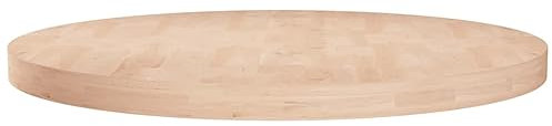 Lauuoeriau Haus & Garten, Möbel, runde Tischplatte, 70 x 4 cm, unbehandeltes Massivholz, Eiche