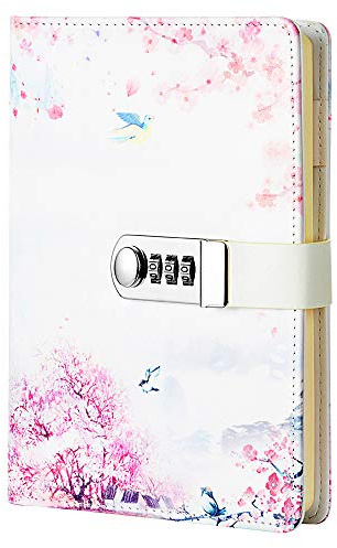 Creative Password Lock Journal Diary Digital Locking Diary Notepad Book Combination Journal Diary with lock A5 Planner Cover (Style 9)
