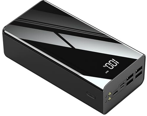 Power Bank， Portable Charger with Outputs & Inputs, Fast Phone Chargeur with Flashlight, Ultra-High Capacity USB C External Battery Pack for Outdoor Camping,Black,60000mAh