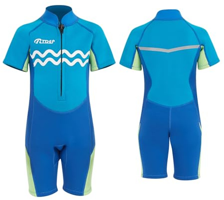 Rtdep Trajes De Neopreno Niñoneopreno Niño,2MM Neopreno Traje de Buceo para Niños y Niñas para Nadar,Bucear, Hacer Snorkel, Surf, Sup