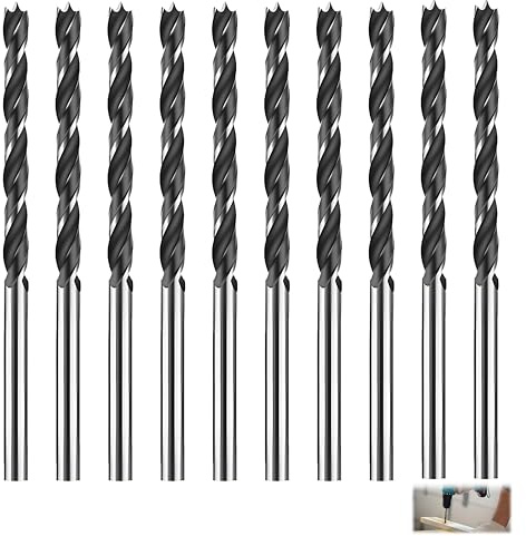 10 Brocas Helicoidales Profesionales Para Madera, 3mm Broca Larga Para Madera Aptas Para Taladro Y Fresadora Brocas