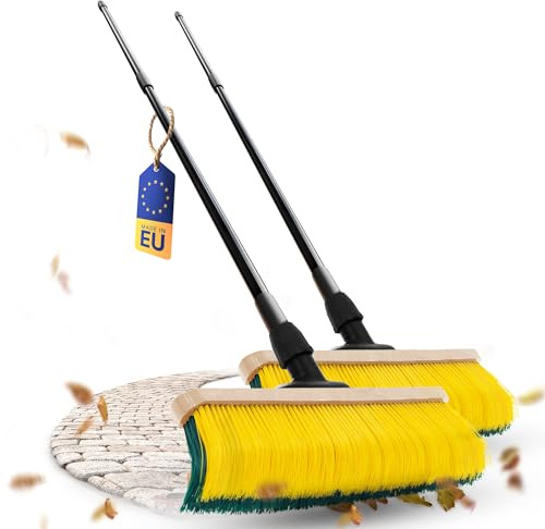 Novaliv 2X Krallenbesen mit Stiel 60cm, Spezialbesen gebogenen Borsten Borsten -Ideal als Gartenbesen, Kratzbesen, Kunstrasen Besen, Optimal für Camping, Straßenbesen