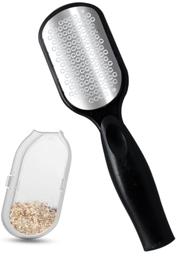 Foot File with Dead Skin Catcher, Professional Callus Remover for Feet, Hard Skin Remover Foot Scraper and Foot Rasp for Dry Cracked Heels, Wet and Dry Use Pedicure Tool, Black