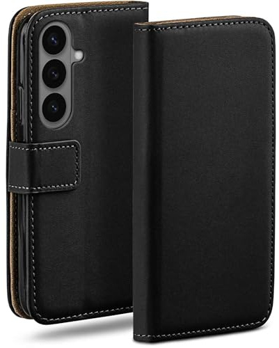 moex für Samsung Galaxy S26 Plus Hülle mit Kartenfach, Handyhülle klappbar 360 Grad Schutzhülle, PU Leder Handytasche Samsung Galaxy S26 Plus Klapphülle Flip Case, Schwarz