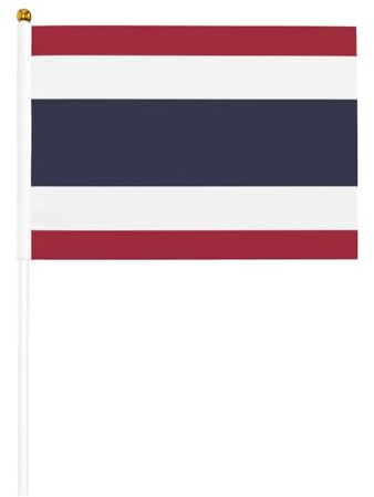 Banderas de mano impresas con bandera de Tailandia con múltiples mástiles incluidos, adecuadas para decoración al aire libre y animación