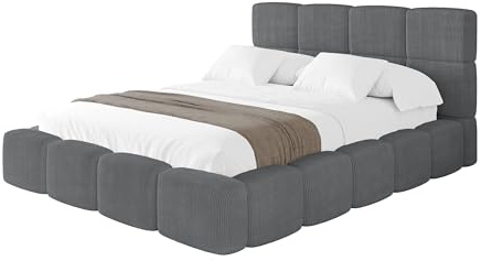 ALTDECOR Polsterbett mit Bettkasten und Lattenrost, Bett mit Matratze H3/H4, Kopfteil, Boxbett, Doppelbett mit Stauraum - NATA 140x200 Dunkelgrau
