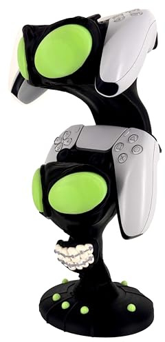 Generisch Alien Controller Ständer für PS5 & Xbox Series S/X - 2 Controller Halter - Glow in the Dark Augen - Gaming Setup Deko - Dual Controller Stand