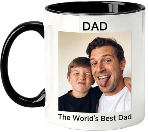 HOBULL Personalised Dad Mug Gifts for Fathers Day - Best Dad Coffee Mug Custom Photo Gifts for Daddy Grandpa Step-dad, Customised Gifts for Father's Day from Daughter Son
