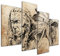 Wandbild Indianer VII, Tattoo Art - 120x80 cm quer mehrteilig Leinwandbilder Bilder als Leinwanddruck Fotoleinwand Urban & Graphic - Amerika - Indianer in Sepia