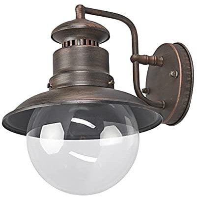 Lindby Wandleuchte außen Eddie (spritzwassergeschützt (Landhaus, Vintage Rustikal) in Braun (1 flammig E27) - Außenwandleuchten Wandlampe Led Außenlampe Outdoor für Außenwand/Hauswand