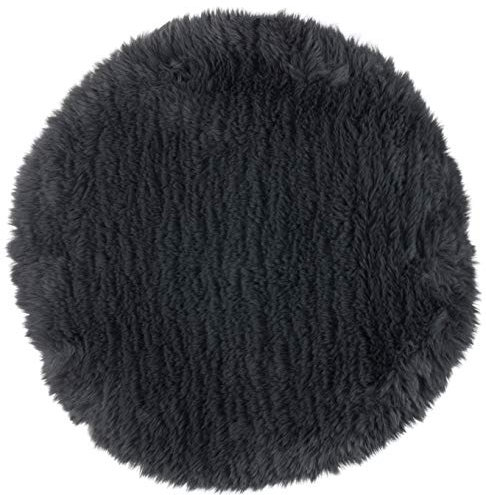 Brandsseller Sitzkissen Teppich Ø 38 cm Lammfelloptik rund Kunstfell Fellimitat Langflorteppich Lammfellauflage Schaffellimitat - Anthrazit