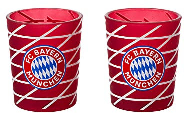 FC Bayern München I Windlicht I Teelichthalter I Kerzenhalter I klein I Arena 2er-Set I Rot/Weiß