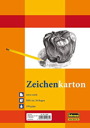Idena Zeichenkarton extra stark, DIN A4, 250 g/m², 50 Bogen (DIN A4 | 3er Pack)