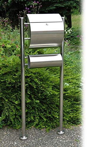 Directachat56 Boîte aux Lettres en INOX sur Pieds + Compartiment journaux séparé
