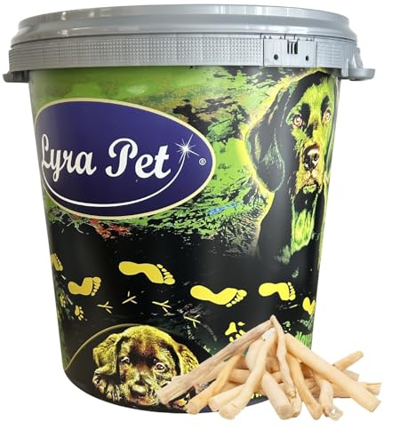 Lyra Pet® 5 kg Ochsenschwanz weiß getrocknet in 30 L Tonne Kausnack Hunde | Naturbelassener Kauartikel - Proteinhaltiges Leckerli - Zahnpflege durch intensives Kauen - Gut verträglich & nährstoffreich