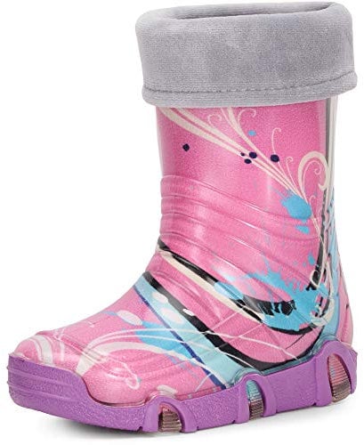 Ladeheid Stivali in Gomma Bambino e Bambina Swk33 (Viola Modello-33, 29/30 EU)