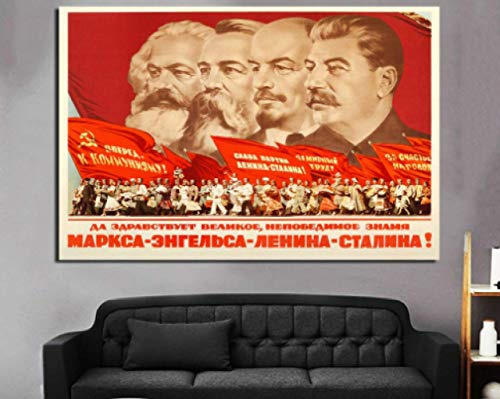 RUIYANMQ Leinwand Bild Kommunismus Propaganda Marx Friedrich Engels Lenin Stalin Wandkunst Poster Für Wohnzimmer Wohnkultur Wz41Kq 40X60Cm Rahmenlos