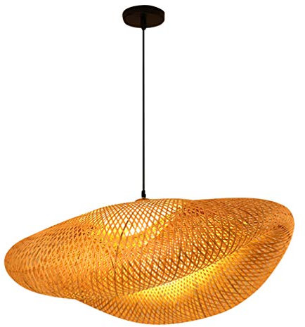 SOLUSTRE Gewebt Hängeleuchten Bambus Pendelleuchte Lampenschirm mit Lichtquelle Asien Stil Bauernhausstil Hängelampe Café Teehäuser Wohnzimmer Esszimmer Vintage Dekoration