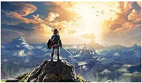 YYLPLLE Jigsaw Puzzle Puzzles 1000 Pieces Zelda Breath Of The Wild Drawing Wooden Diy Hd Puzzle, Brain Challenge Educational Game 50X75Cm