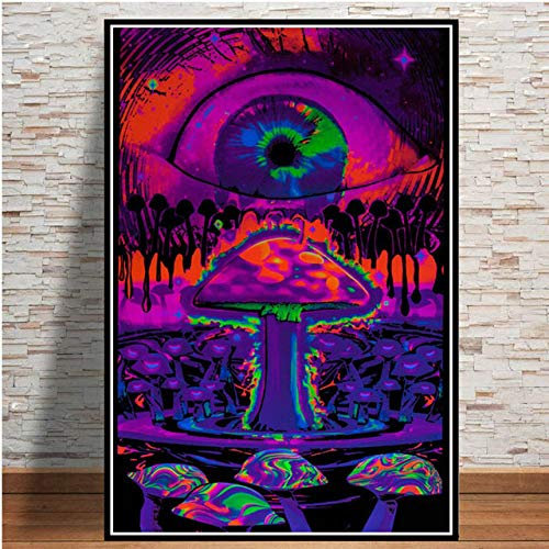 Abstrakte Schwarzlichtbilder Kunst Psychedelic Trippy Poster Drucke Moderne Wand Leinwand Wandbilder Für Wohnzimmer Wohnkultur, orange, kein Rahmen 60x80cm