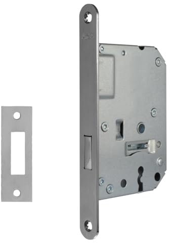 AXA Kastenschloss - Möbelschloss - inkl. Schlüssel - SL55 Schlüsselloch - mit weiße Frontplatte und Montagezubehör