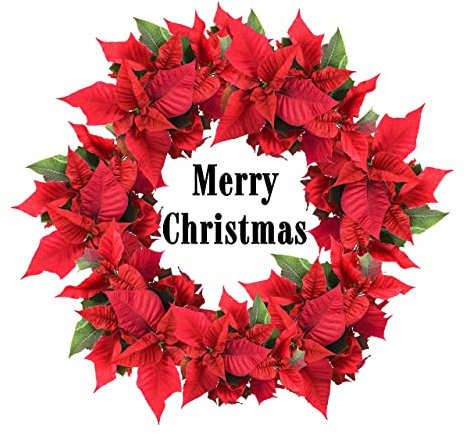 Traditional Style Poinsettia Christmas Wreath 7 Pre Cut on Decor Icing Sheet Edible Cake Topper - Perfect for decorating your cake!