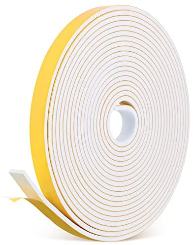 Window Draft Excluder Tape Self Adhesive Foam Tape Weatherstripping Door Window Seal Door Draught Excluder Waterproof Foam Seal Strip (White, 6 x 3 mm/ 6 Meter Long)
