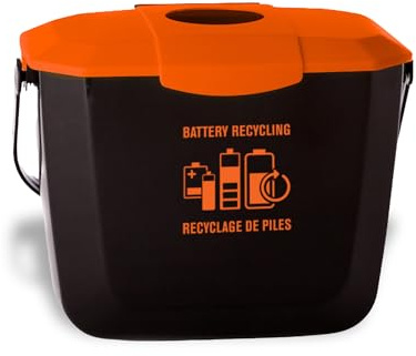 Nova Products 2 Gallons (8L) Battery Collection Bin - Eco-Friendly Battery Disposal Container for Safe Storage and Household/Commercial Use, E-Waste Recycler Bin