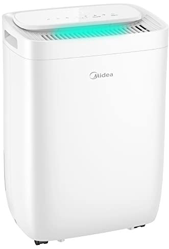 Midea Deumidificatore, 10 l/24 ore, dimensione ambiente ca. 40 m³(16 m²), filtro H13-HEPA, luce UVC, compatibile con APP, bianco, FreshDry 10