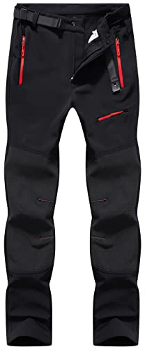 BenBoy Mujer Trekking Pantalones de Nieve Impermeables Softshell Montaña Pantalones Invierno Calentar Escalada Senderismo Esquiar Aire Libre KZ11032W-Black-L