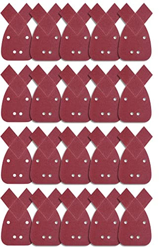SIQUK 20 Stück Mouse Schleifpapier Maus Detail Schleifblätter Maus-Schleifpapier Klett Schleifdreiecke Detail Schleifpads 4 Löcher Körnung 80 für Black und Decker Detail Palm Sander