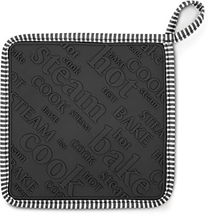 Zeal Silicone Square Trivet Mat & Hot Pot Holder Gingham Red (20cm/8”) - Dark Grey, V119T